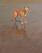 thumbnail of painting of terrier on the beach